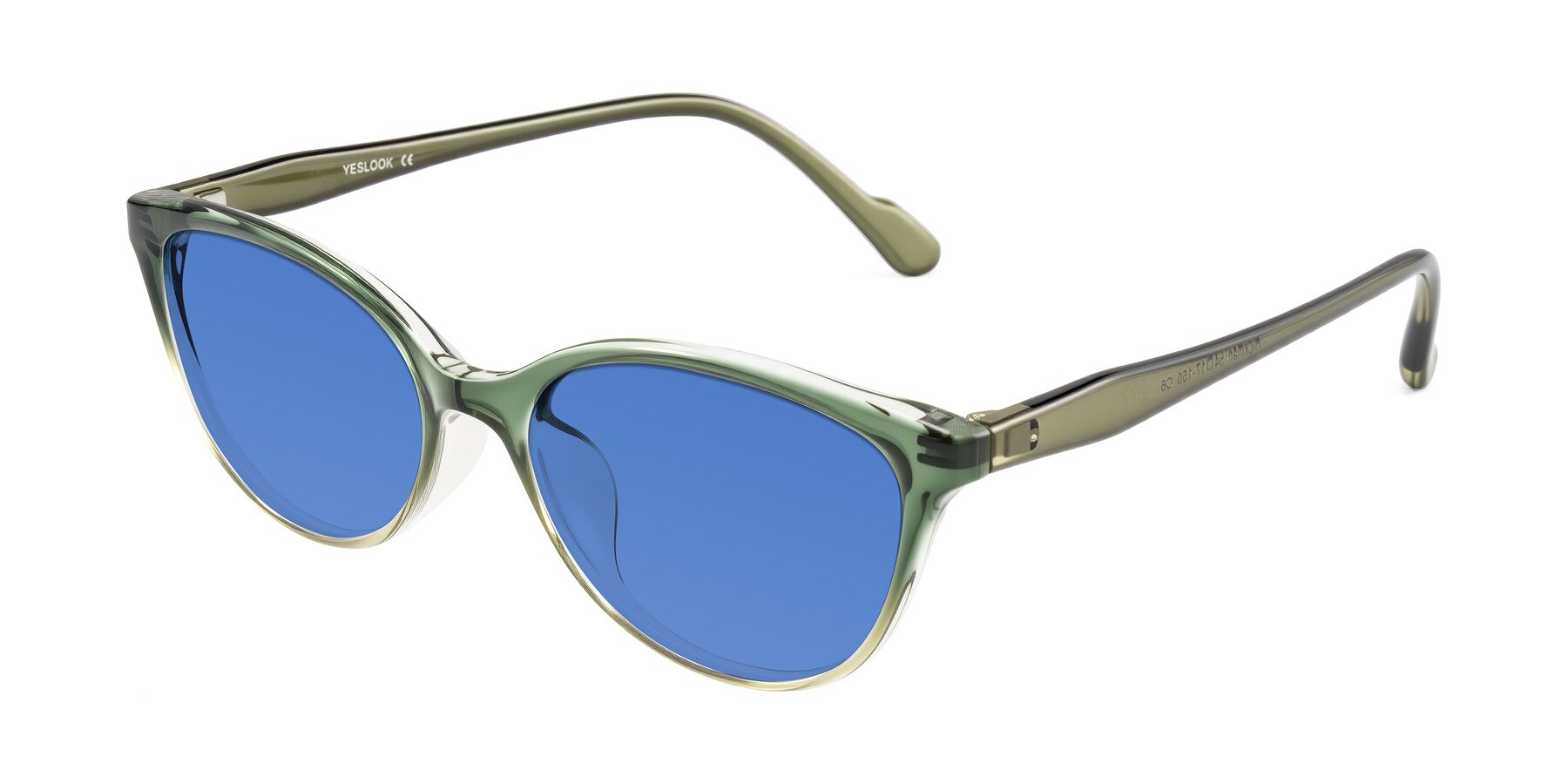 Angle of Hickman in Gradient Green with Blue Tinted Lenses