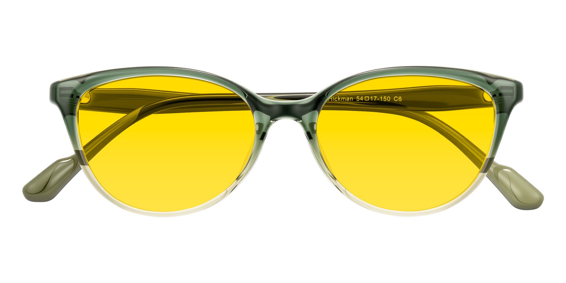 Folded Front of Hickman in Gradient Green with Yellow Tinted Lenses