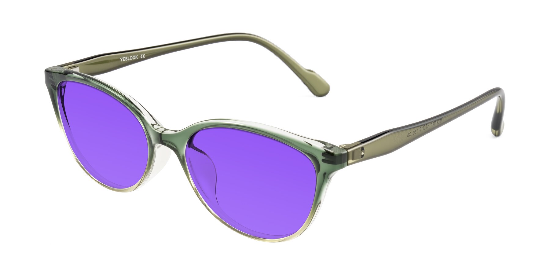 Angle of Hickman in Gradient Green with Purple Tinted Lenses