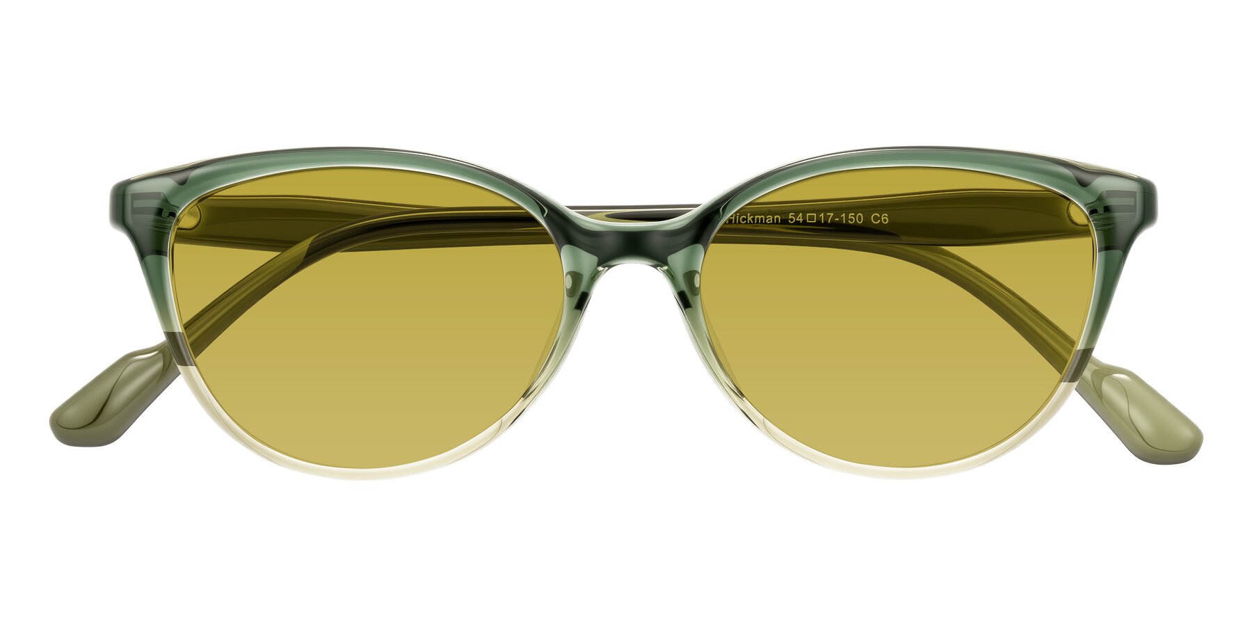 Folded Front of Hickman in Gradient Green with Champagne Tinted Lenses