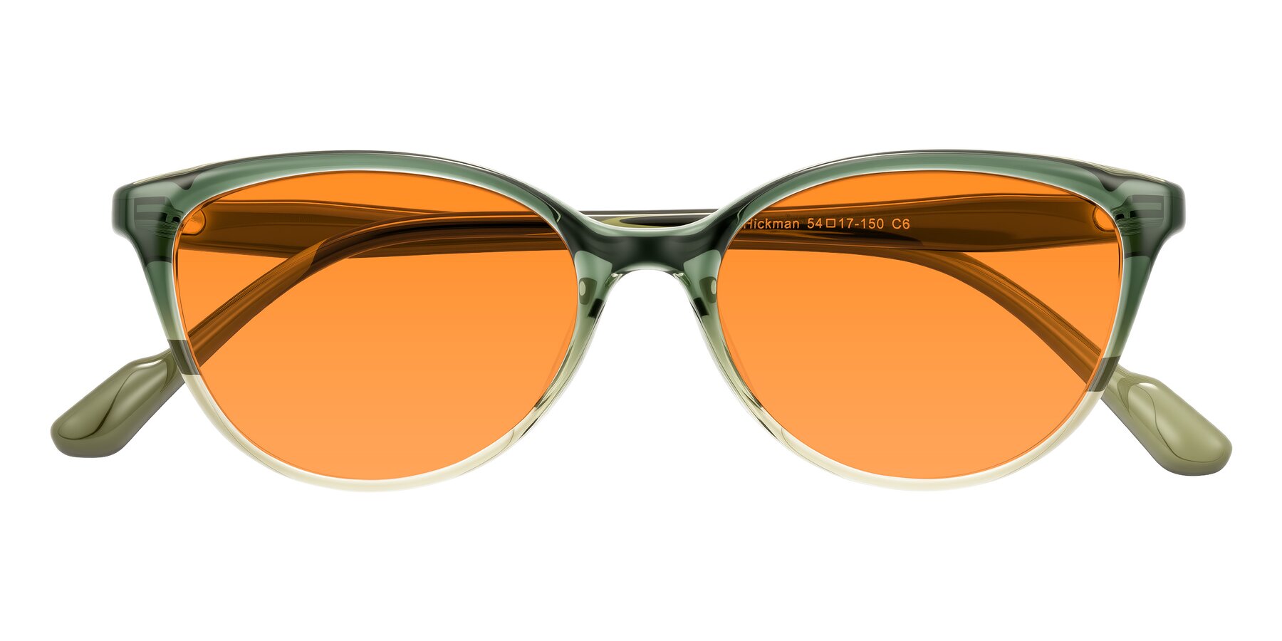 Folded Front of Hickman in Gradient Green with Orange Tinted Lenses