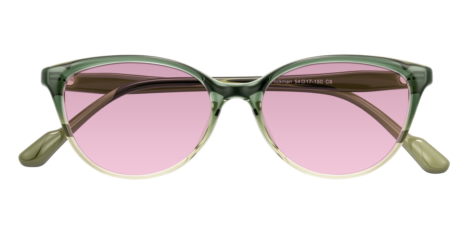 Folded Front of Hickman in Gradient Green with Light Wine Tinted Lenses