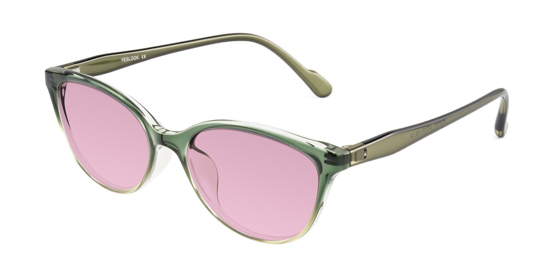 Angle of Hickman in Gradient Green with Light Wine Tinted Lenses