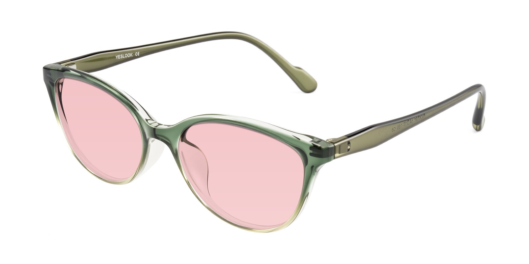 Angle of Hickman in Gradient Green with Light Garnet Tinted Lenses