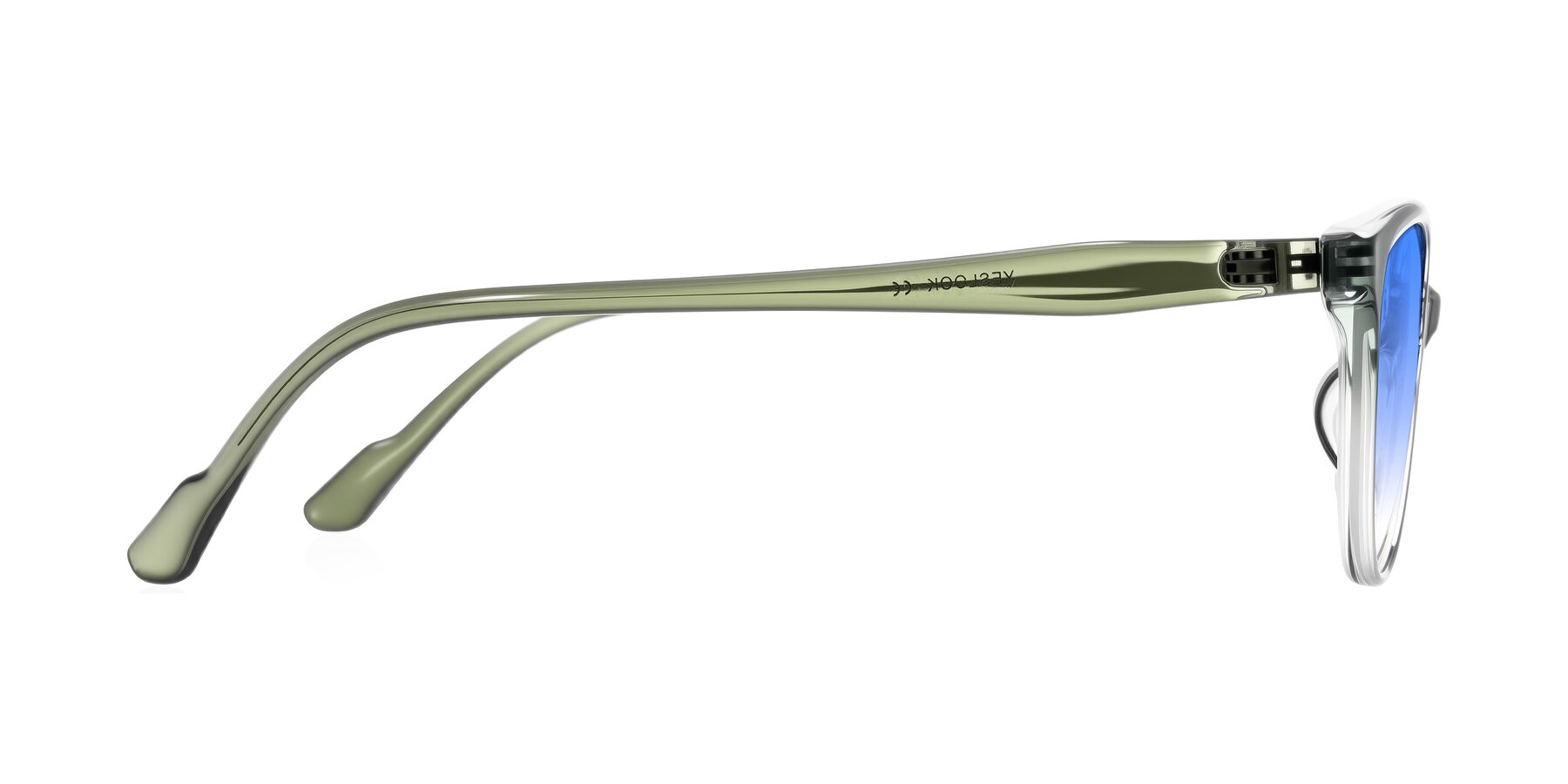 Side of Hickman in Gradient Green with Blue Gradient Lenses