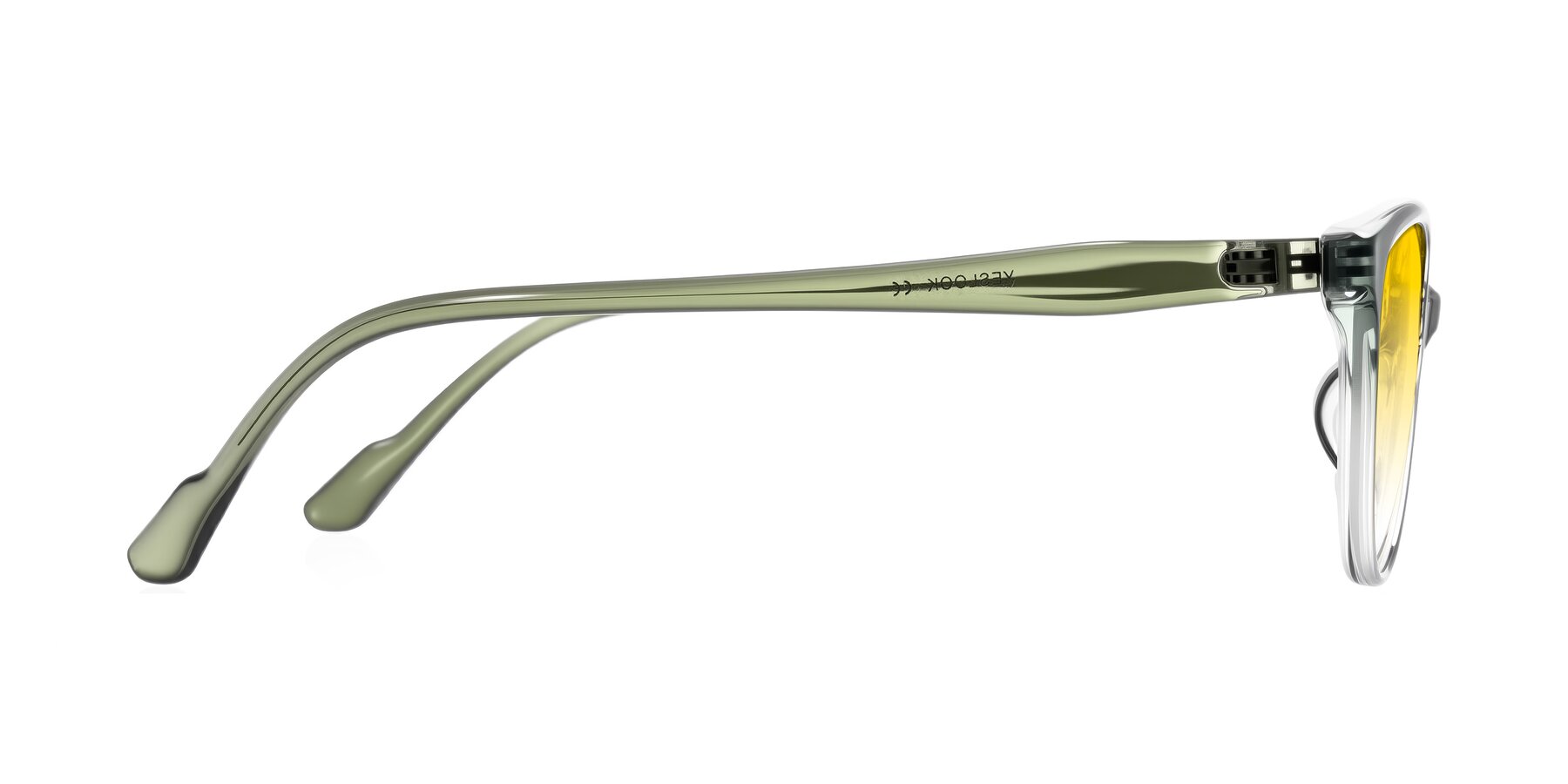 Side of Hickman in Gradient Green with Yellow Gradient Lenses
