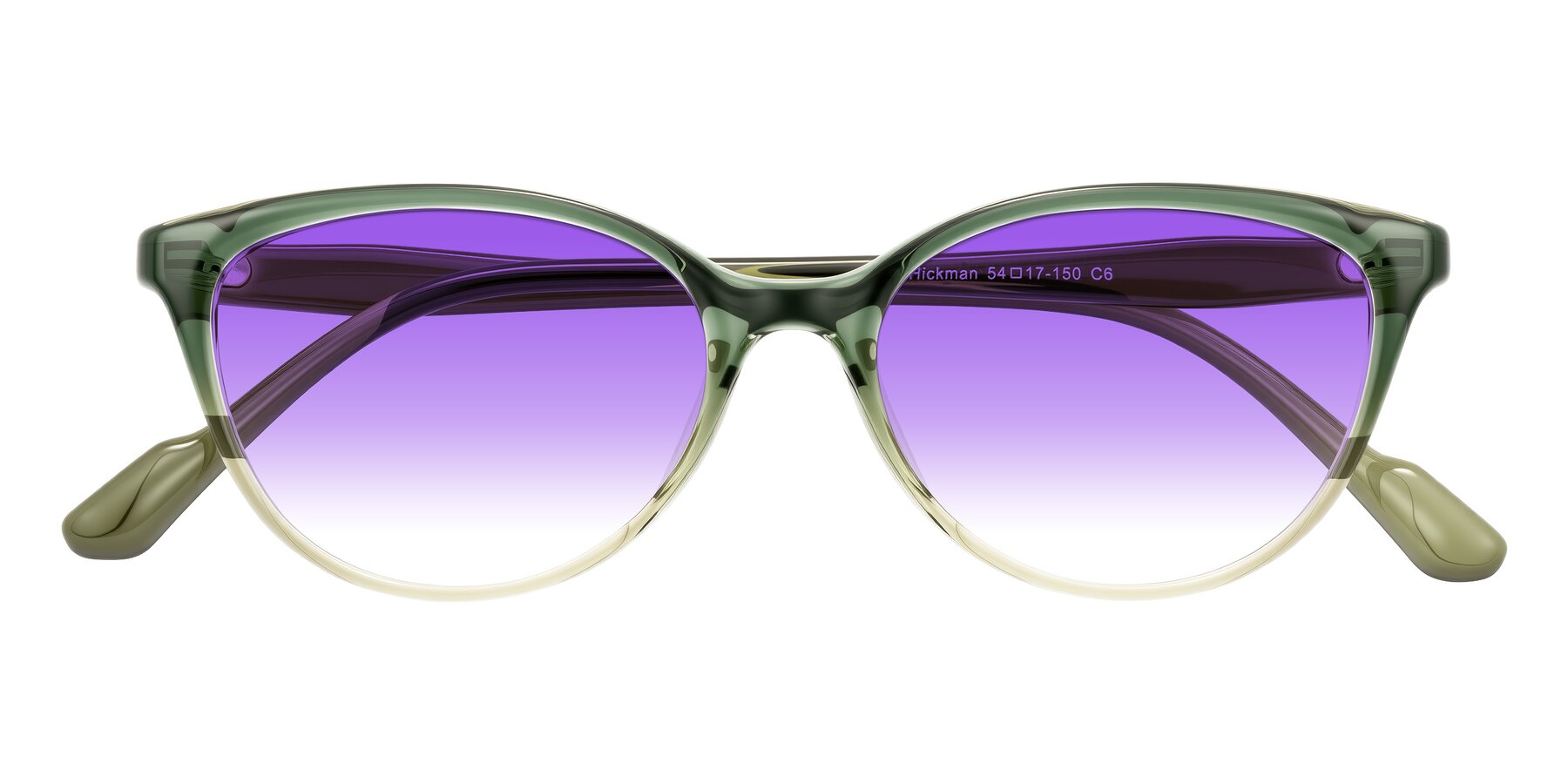 Folded Front of Hickman in Gradient Green with Purple Gradient Lenses