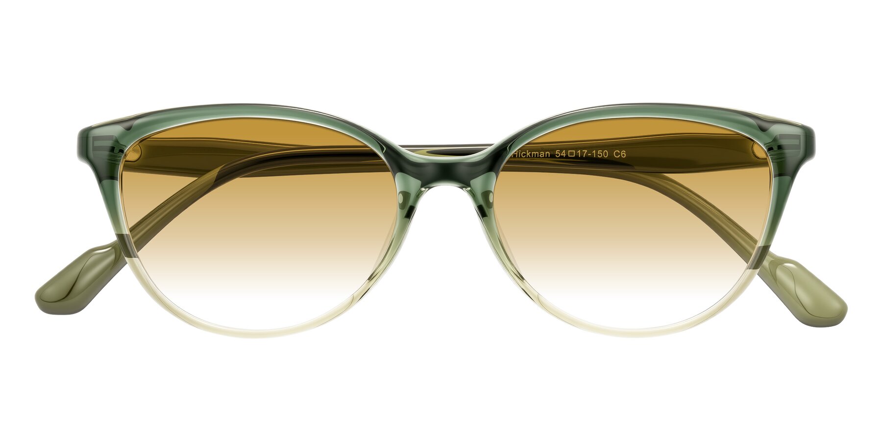 Folded Front of Hickman in Gradient Green with Champagne Gradient Lenses