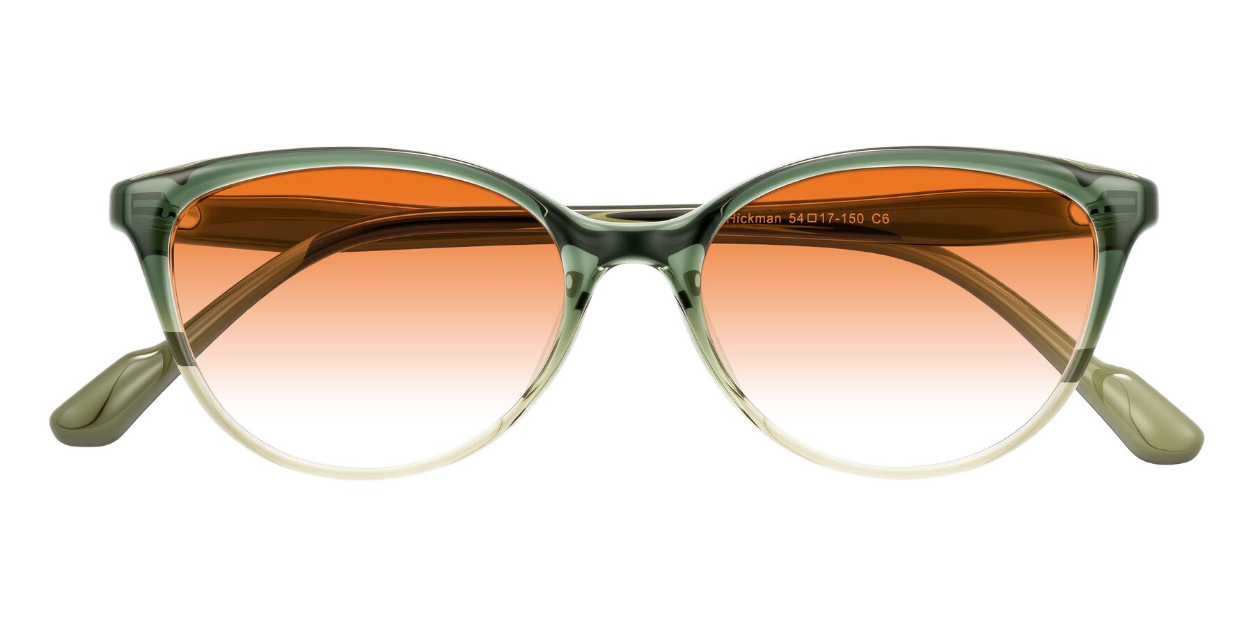 Folded Front of Hickman in Gradient Green with Orange Gradient Lenses