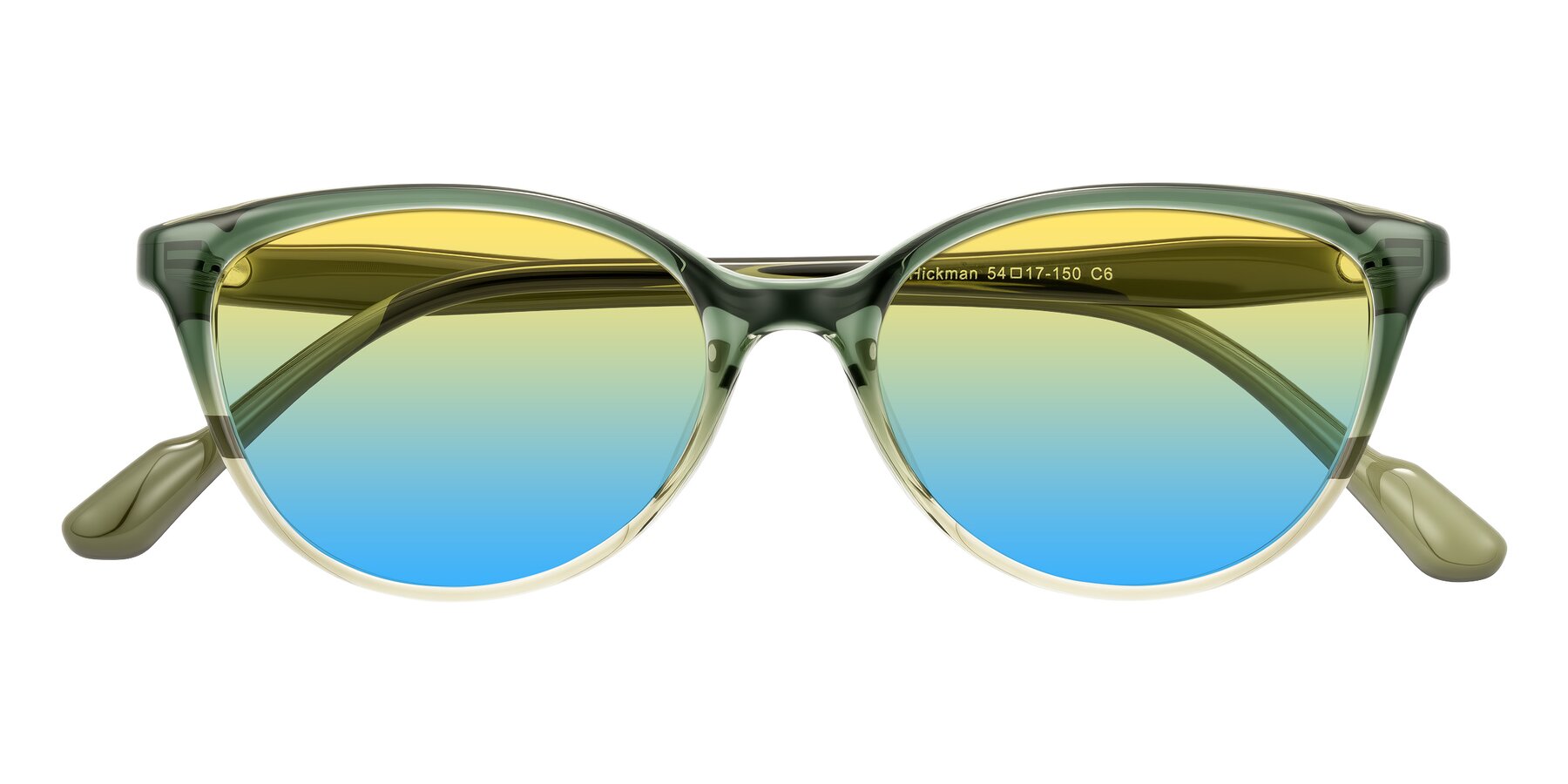 Folded Front of Hickman in Gradient Green with Yellow / Blue Gradient Lenses