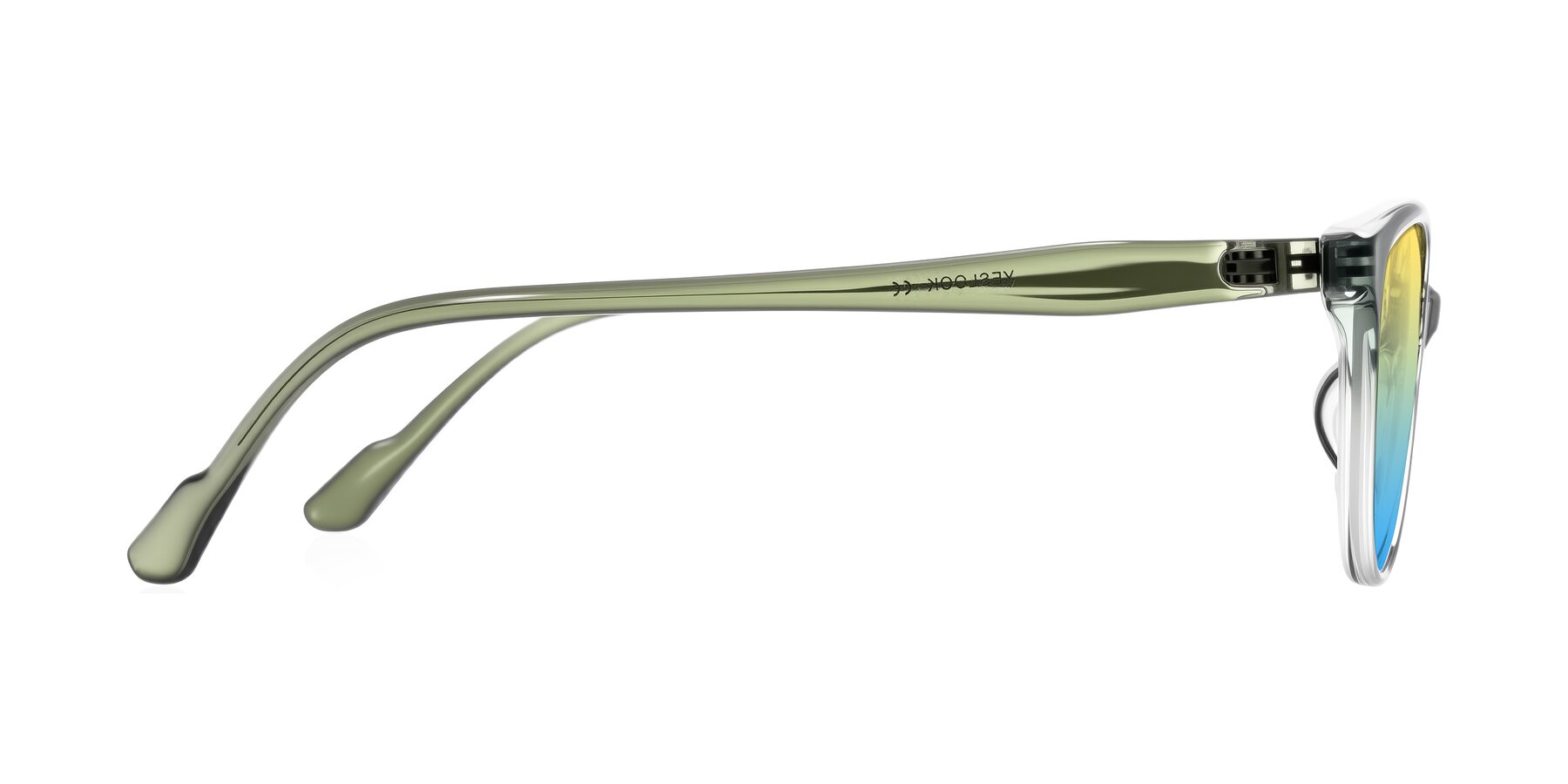 Side of Hickman in Gradient Green with Yellow / Blue Gradient Lenses