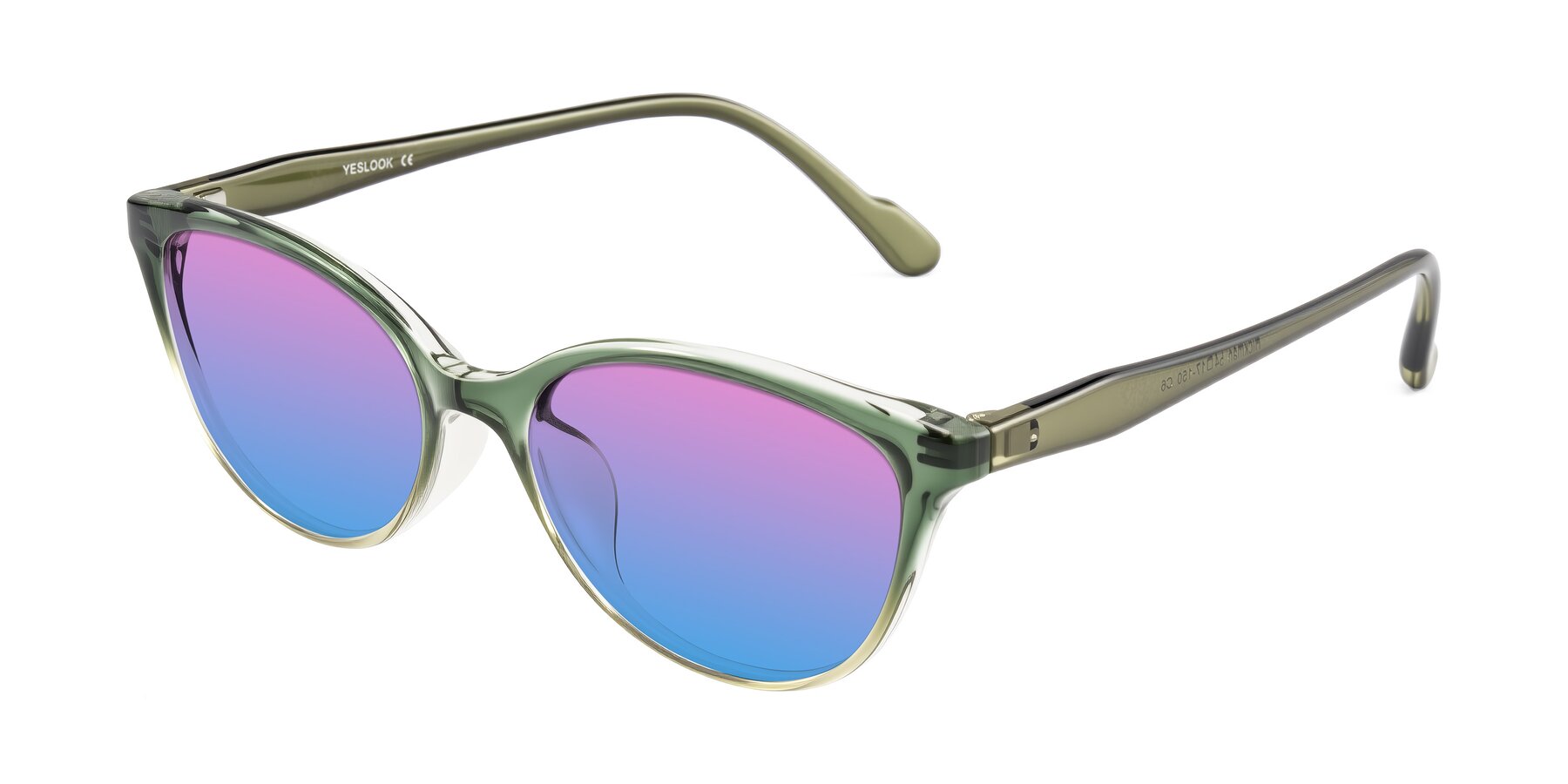 Angle of Hickman in Gradient Green with Pink / Blue Gradient Lenses