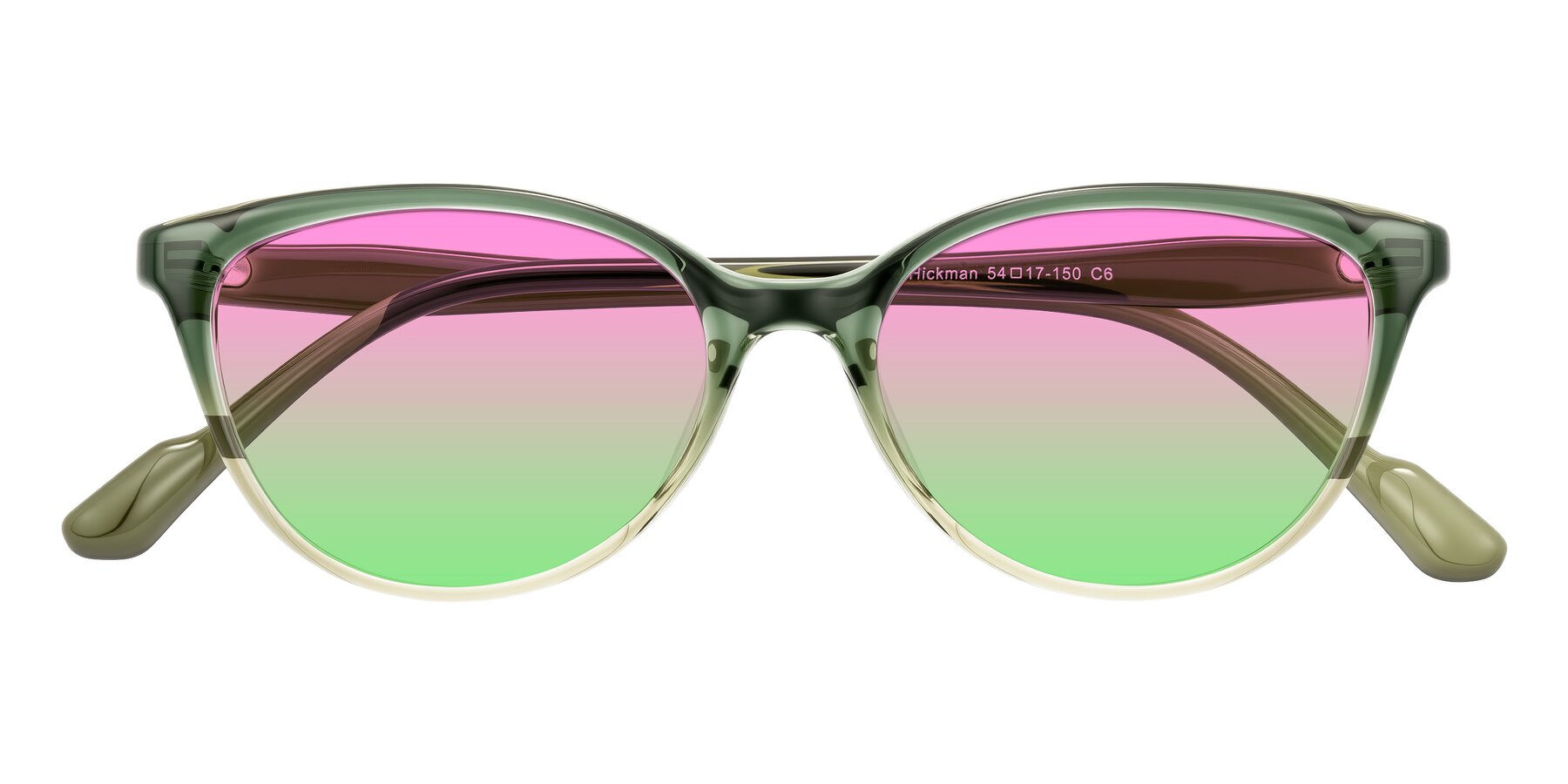 Folded Front of Hickman in Gradient Green with Pink / Green Gradient Lenses