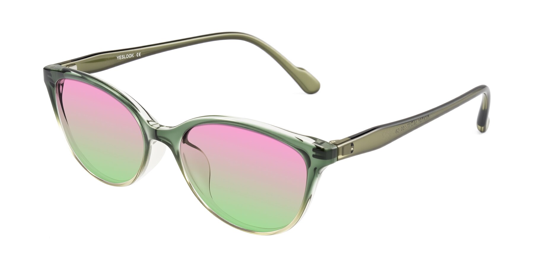 Angle of Hickman in Gradient Green with Pink / Green Gradient Lenses