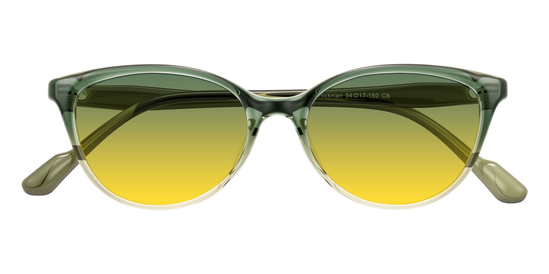 Folded Front of Hickman in Gradient Green with Green / Yellow Gradient Lenses