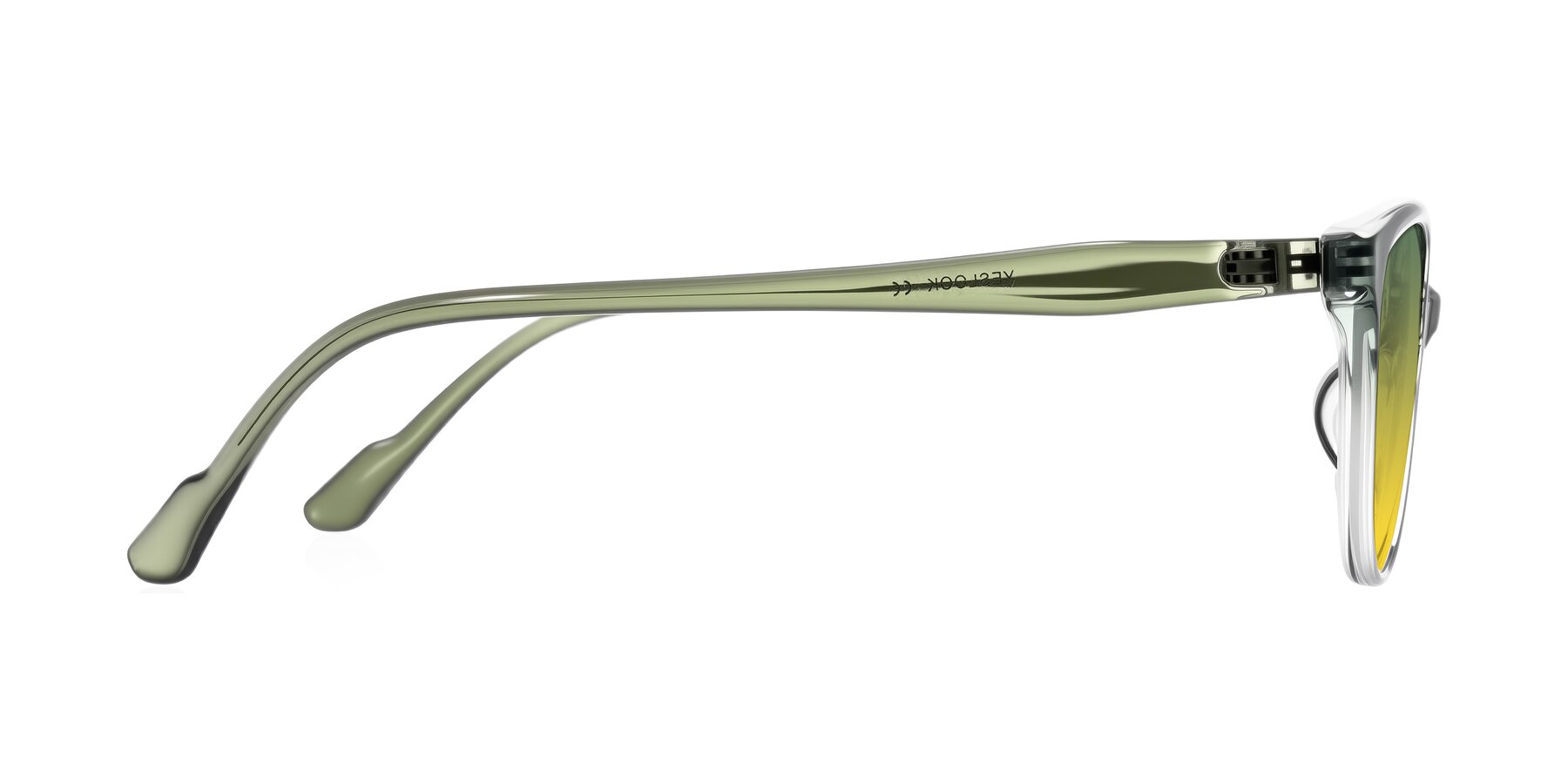 Side of Hickman in Gradient Green with Green / Yellow Gradient Lenses