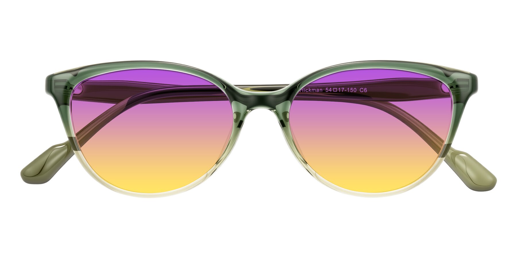 Folded Front of Hickman in Gradient Green with Purple / Yellow Gradient Lenses