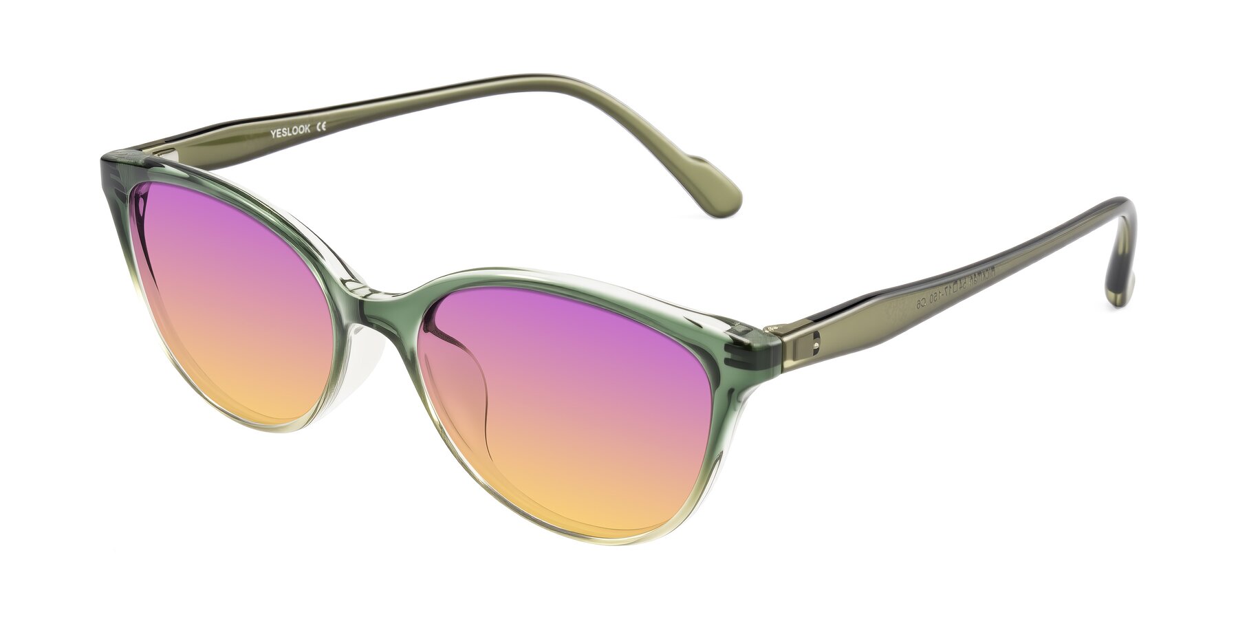 Angle of Hickman in Gradient Green with Purple / Yellow Gradient Lenses