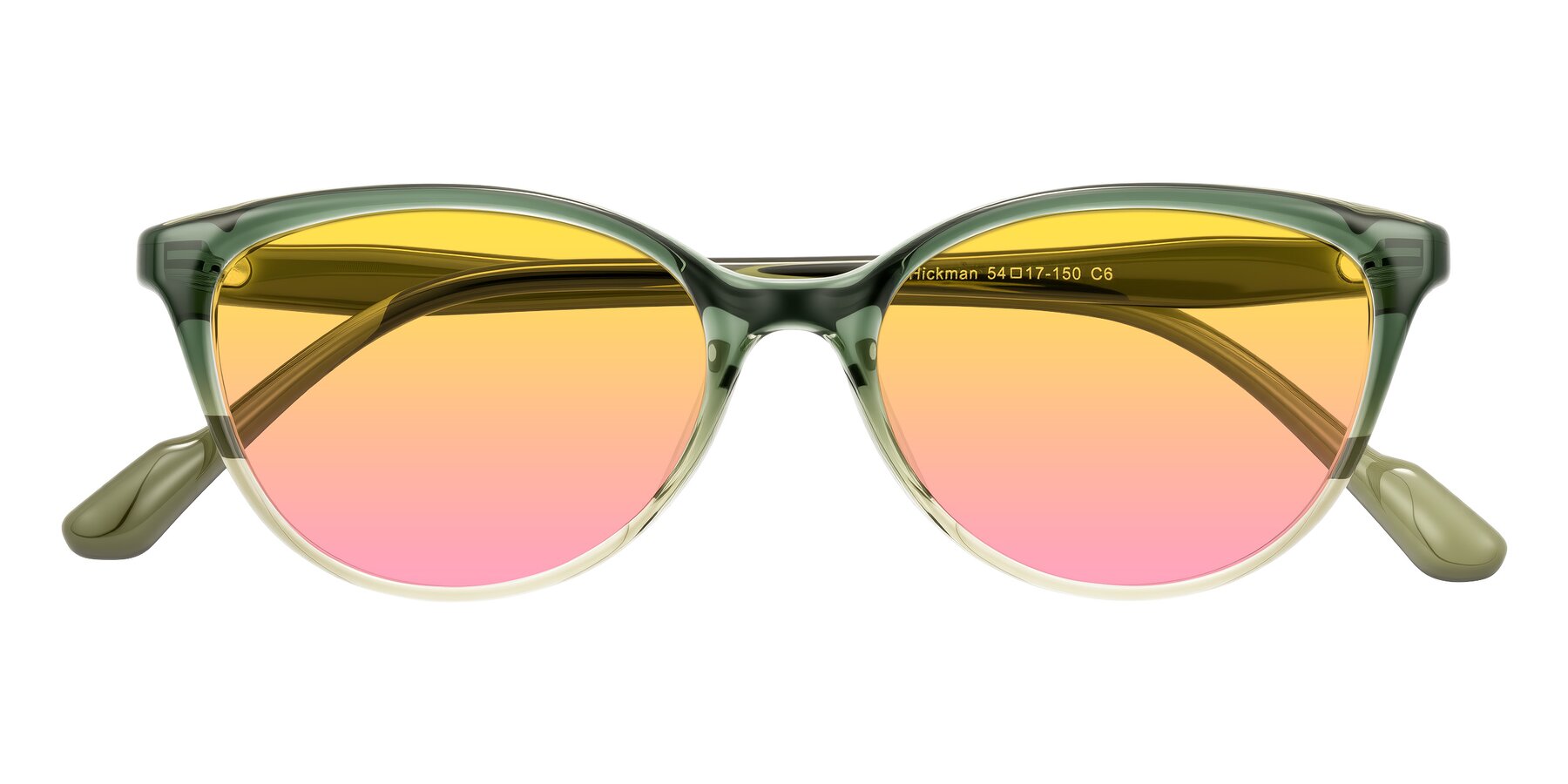 Folded Front of Hickman in Gradient Green with Yellow / Pink Gradient Lenses