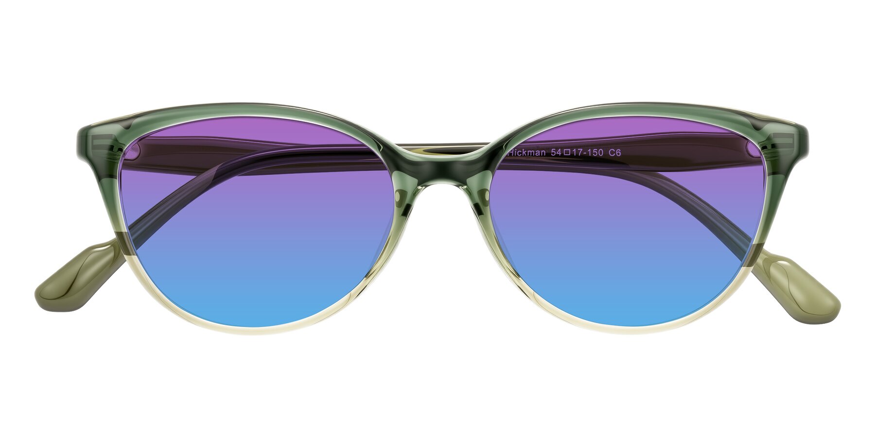 Folded Front of Hickman in Gradient Green with Purple / Blue Gradient Lenses