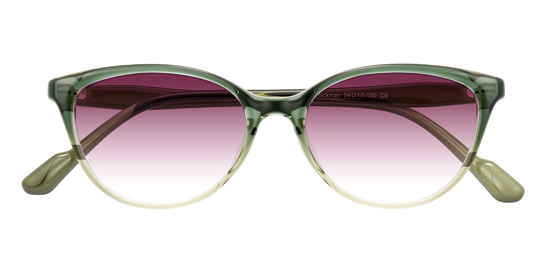 Folded Front of Hickman in Gradient Green with Wine Gradient Lenses