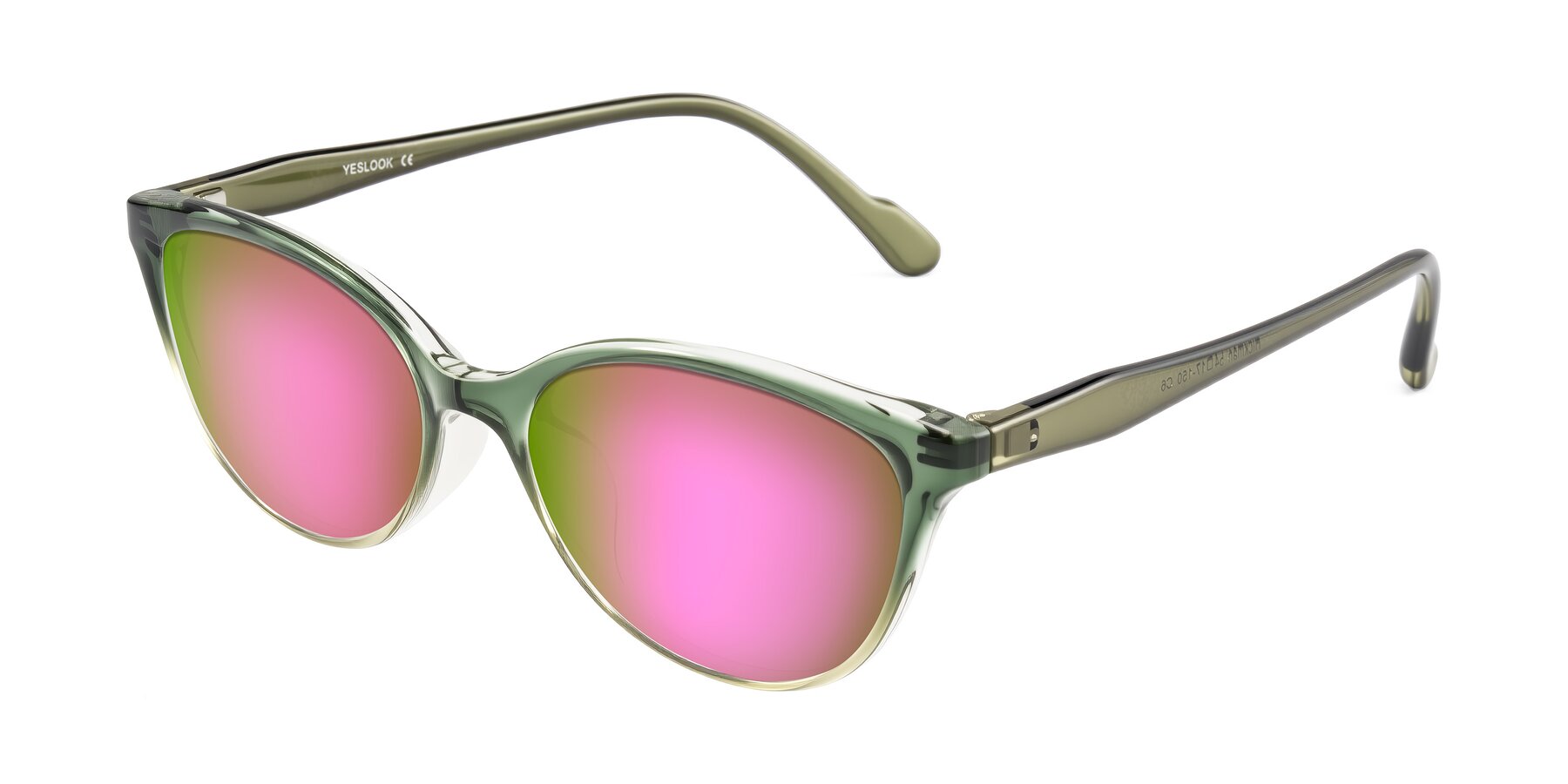 Angle of Hickman in Gradient Green with Pink Mirrored Lenses