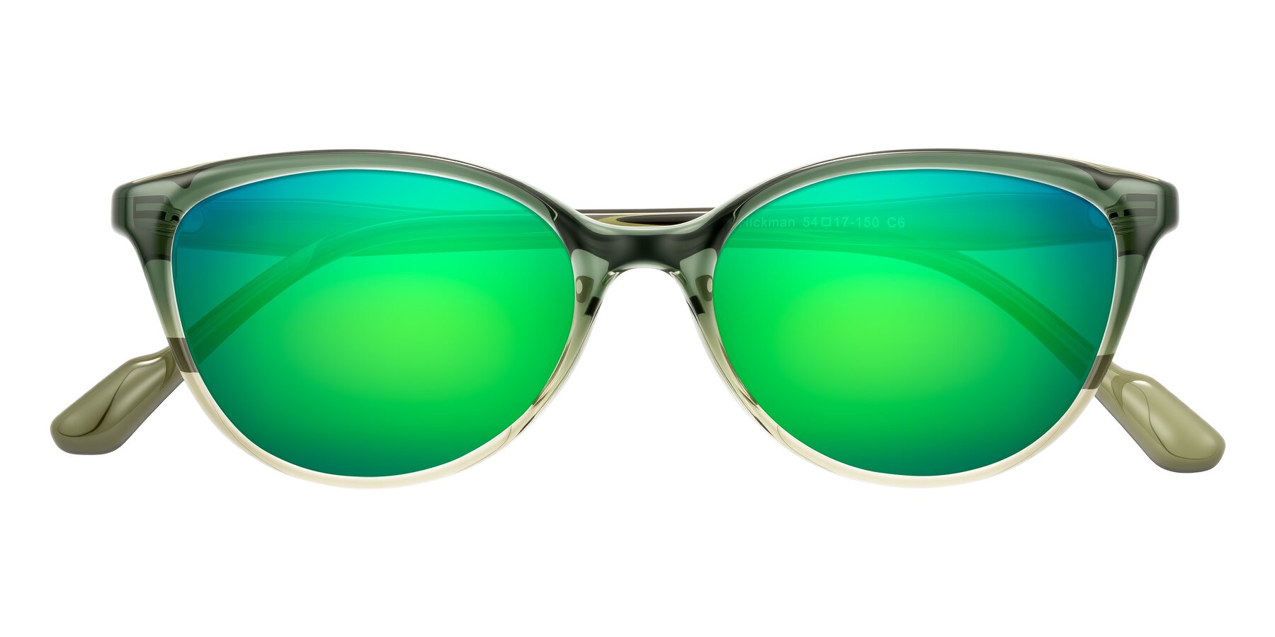 Folded Front of Hickman in Gradient Green with Green Mirrored Lenses