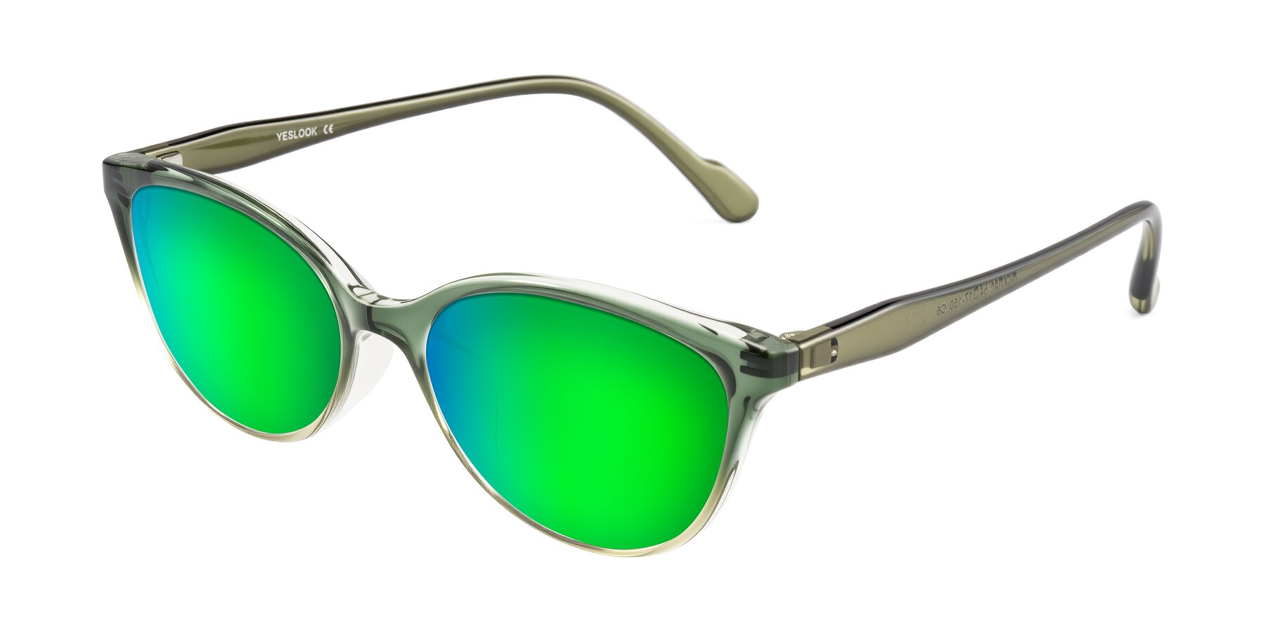 Angle of Hickman in Gradient Green with Green Mirrored Lenses