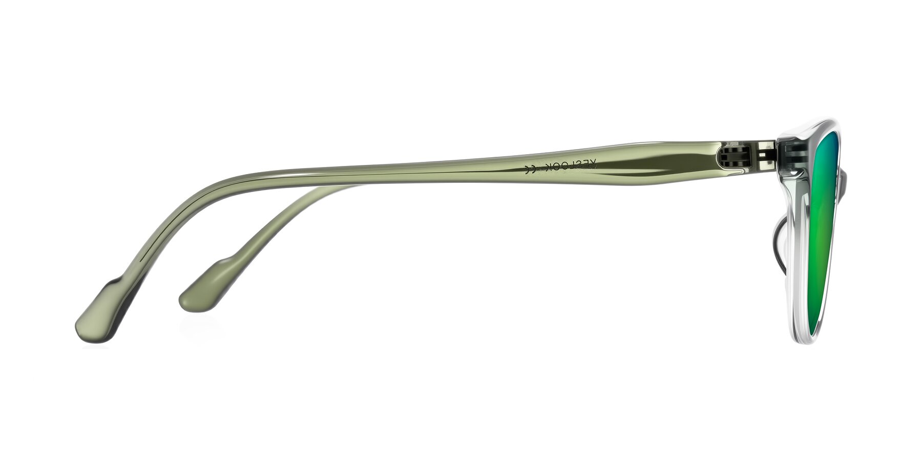 Side of Hickman in Gradient Green with Green Mirrored Lenses