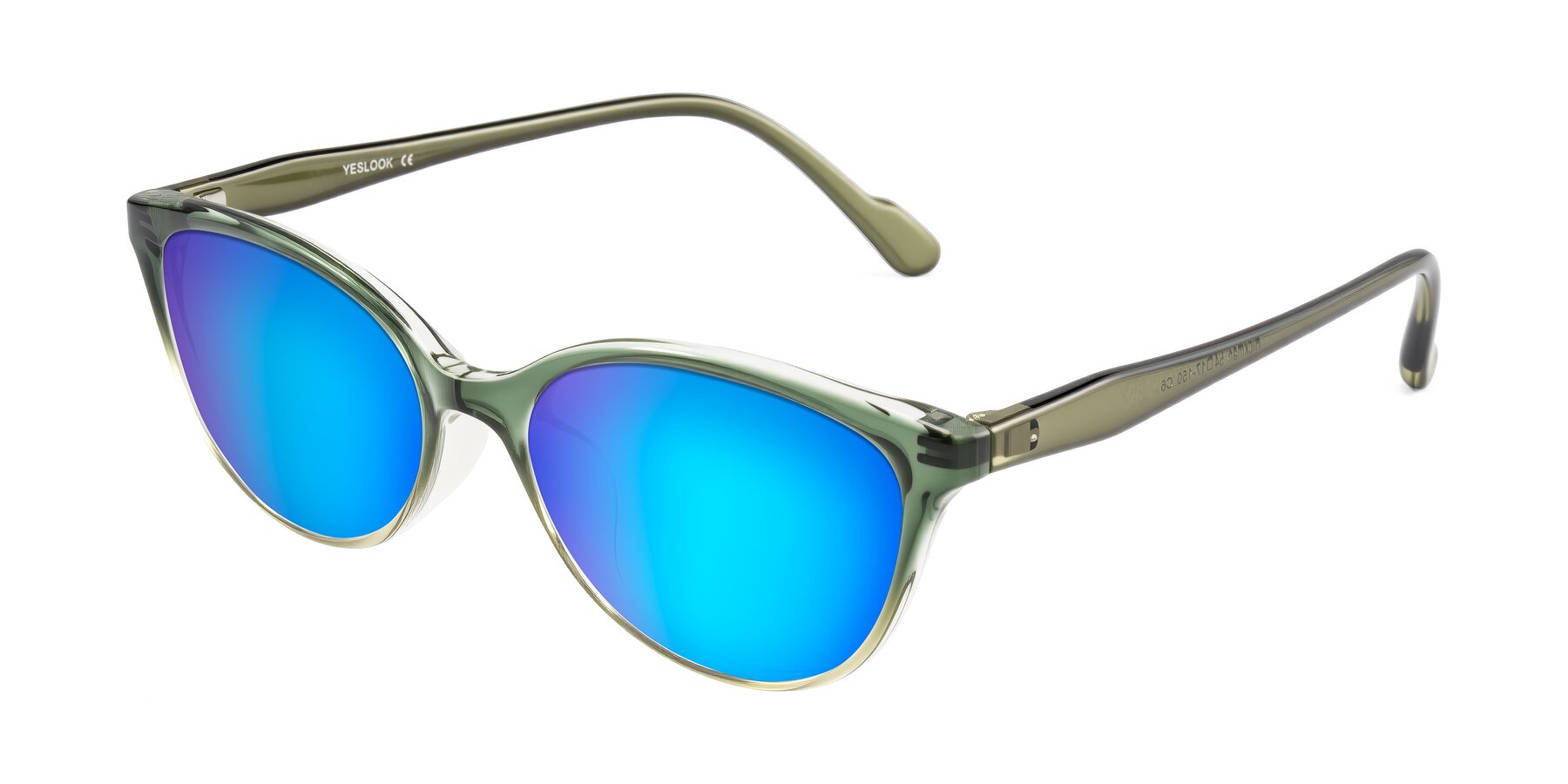 Angle of Hickman in Gradient Green with Blue Mirrored Lenses