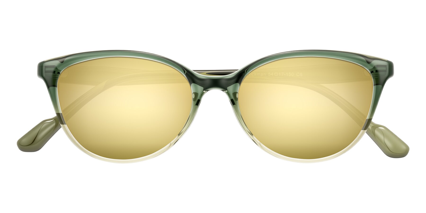 Folded Front of Hickman in Gradient Green with Gold Mirrored Lenses
