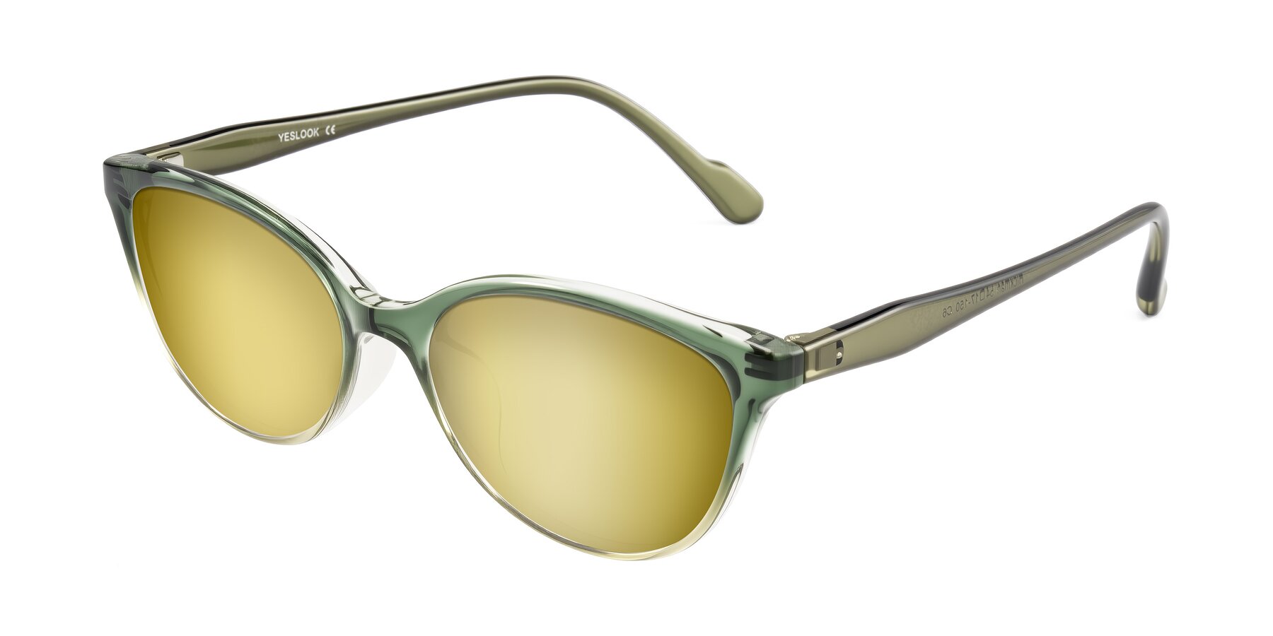 Angle of Hickman in Gradient Green with Gold Mirrored Lenses