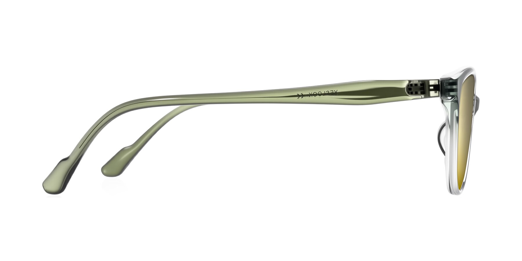 Side of Hickman in Gradient Green with Gold Mirrored Lenses