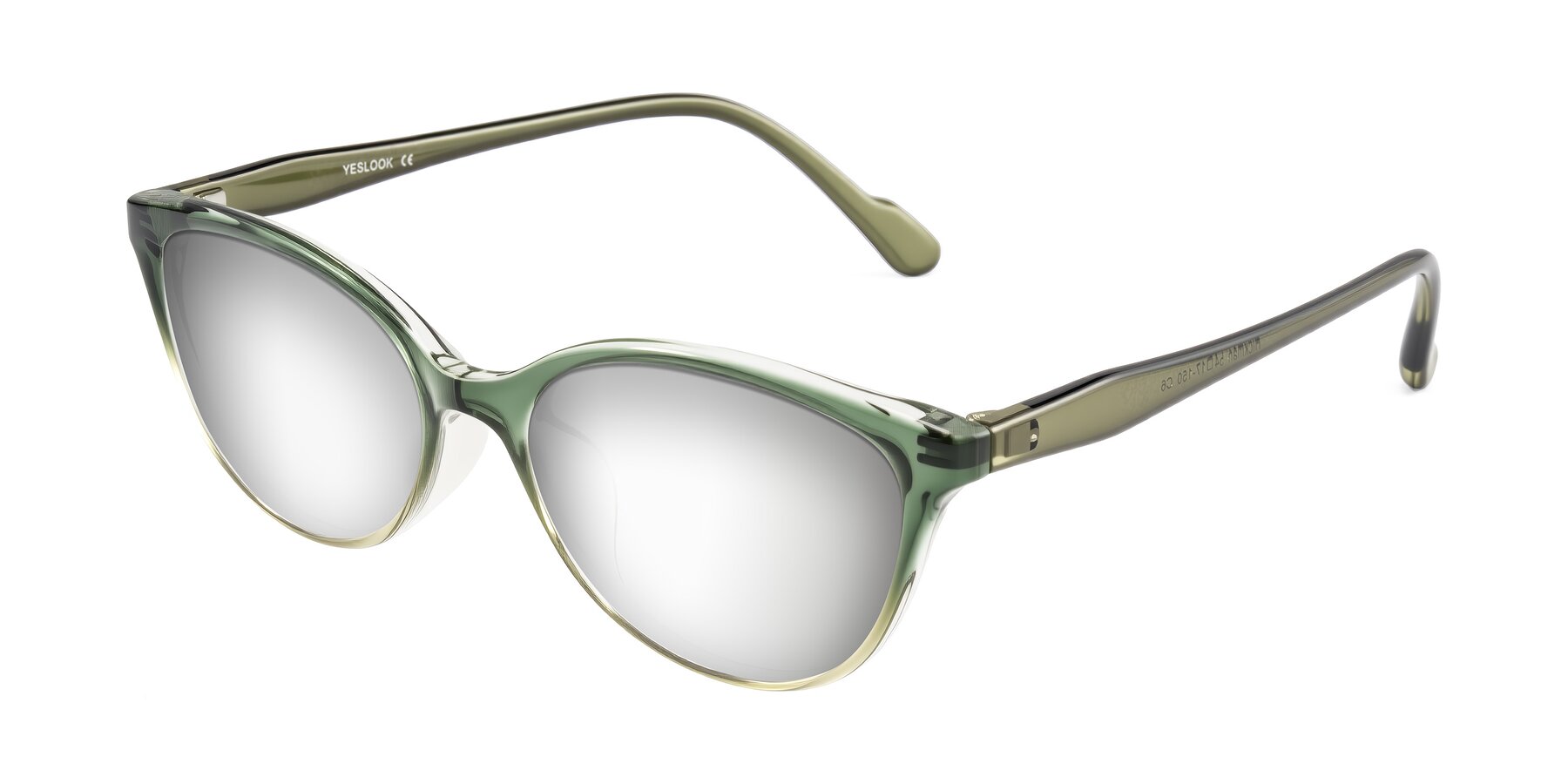 Angle of Hickman in Gradient Green with Silver Mirrored Lenses
