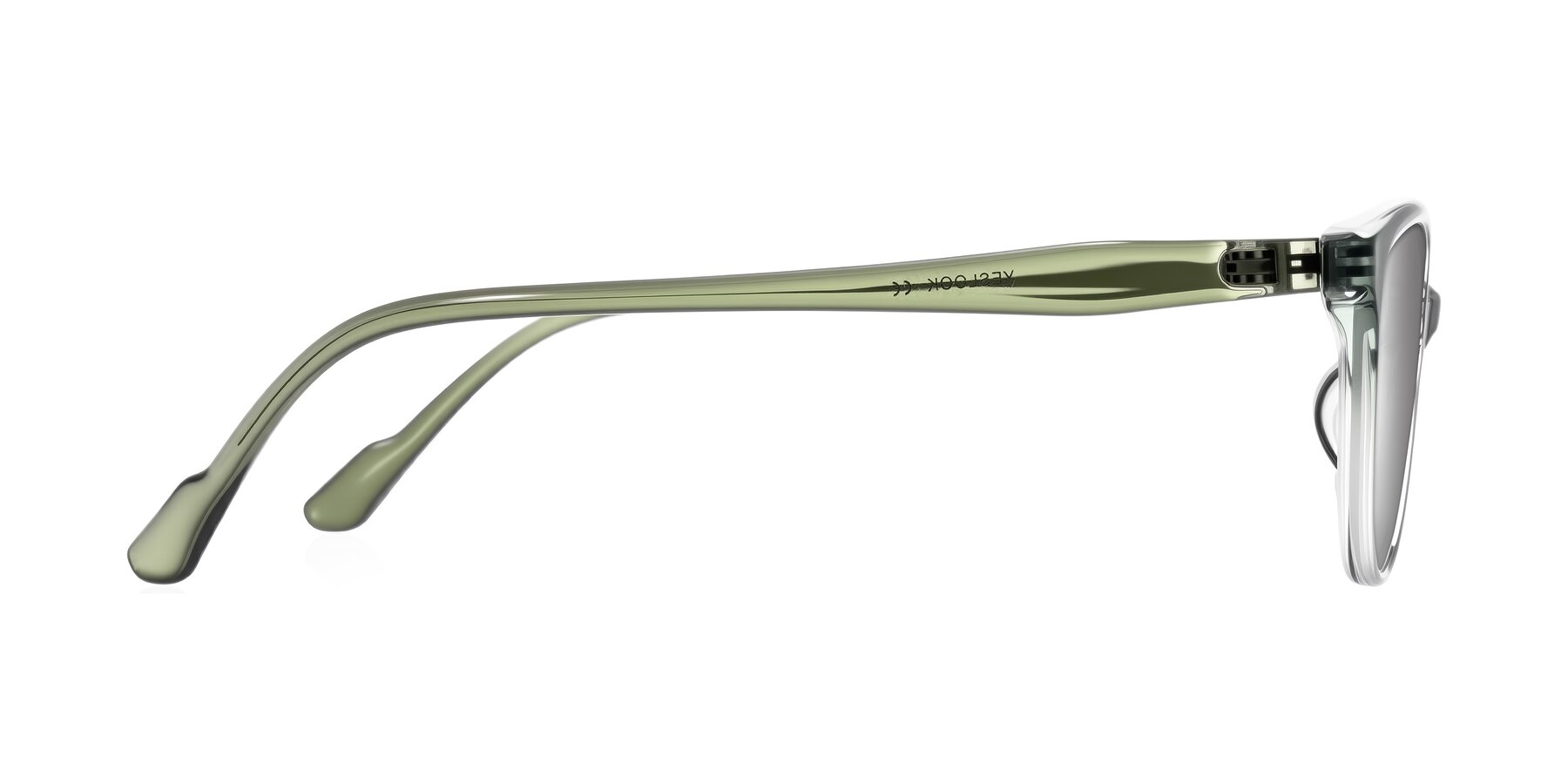 Side of Hickman in Gradient Green with Silver Mirrored Lenses
