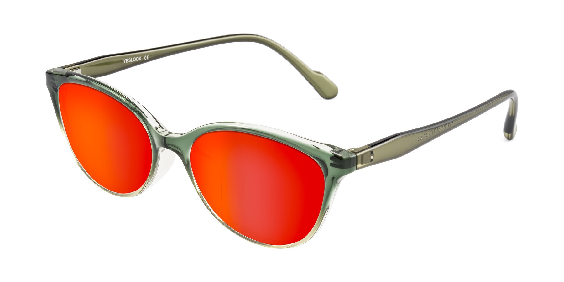 Angle of Hickman in Gradient Green with Red Gold Mirrored Lenses