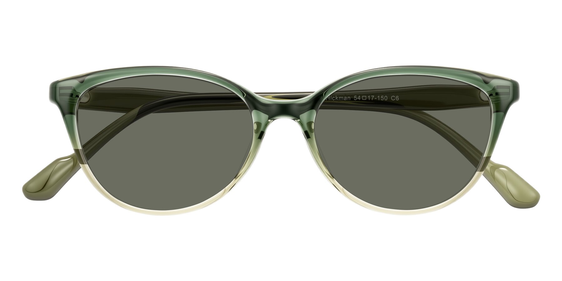 Folded Front of Hickman in Gradient Green with Gray Polarized Lenses