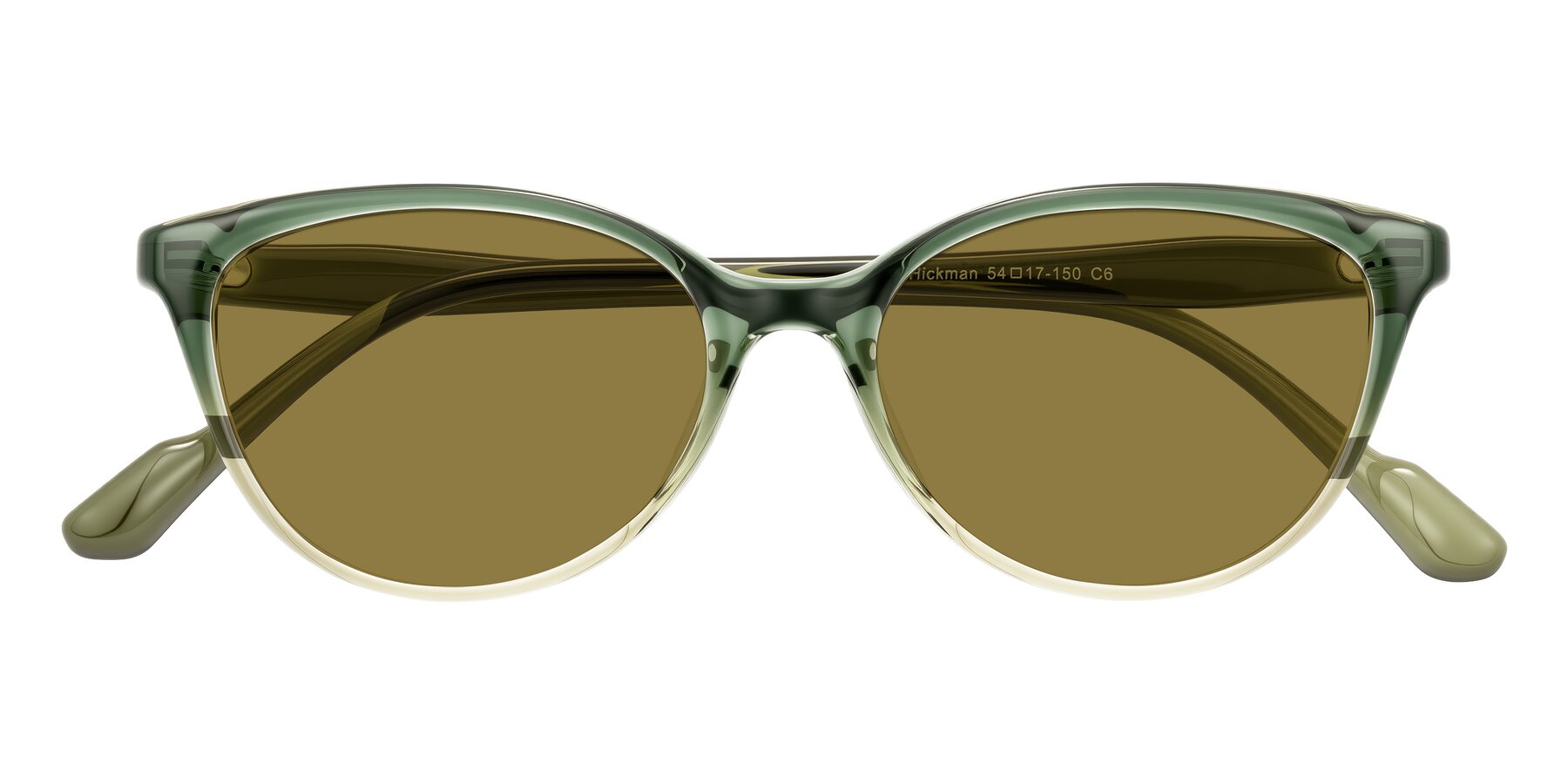 Folded Front of Hickman in Gradient Green with Brown Polarized Lenses