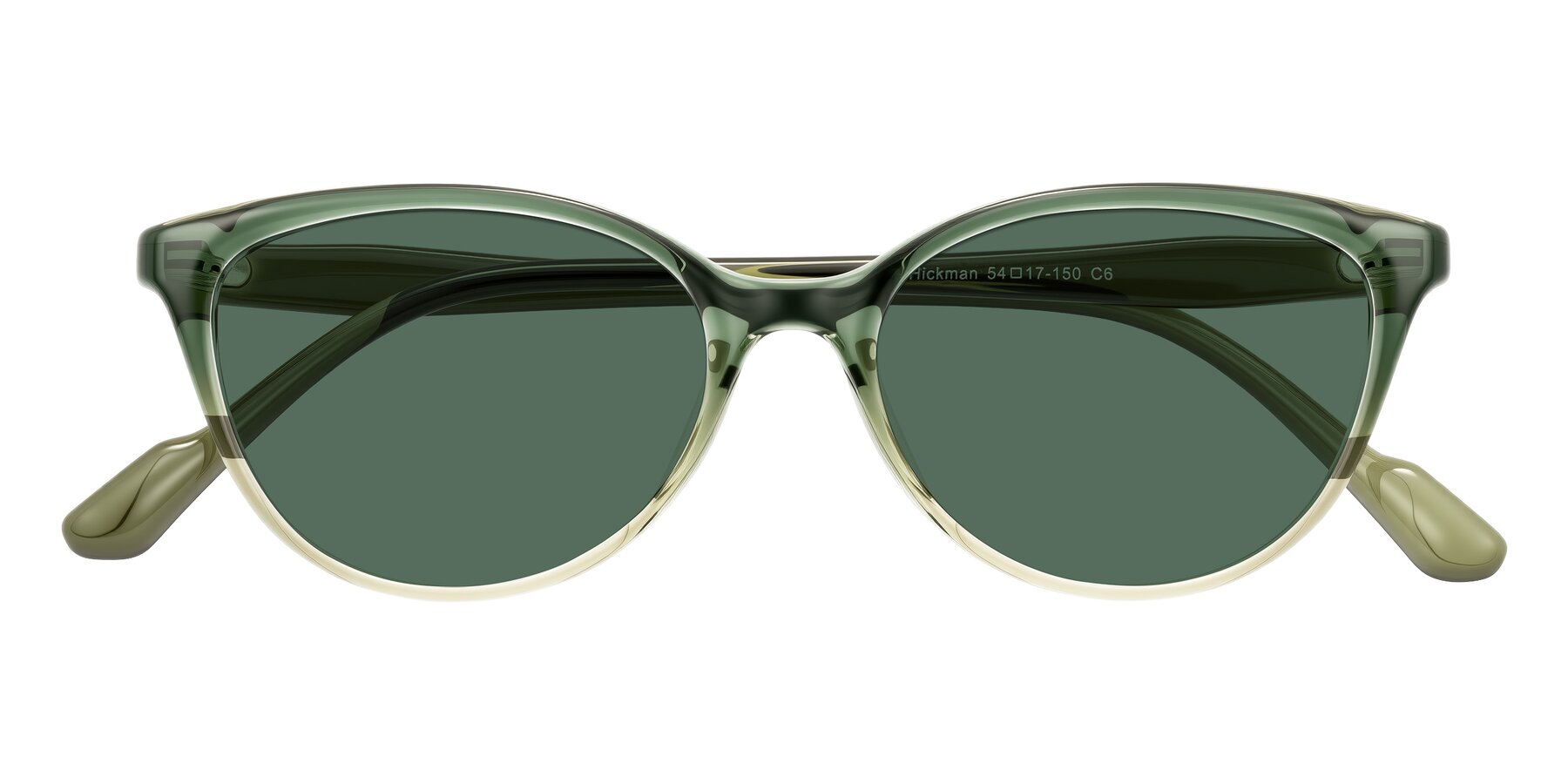 Folded Front of Hickman in Gradient Green with Green Polarized Lenses