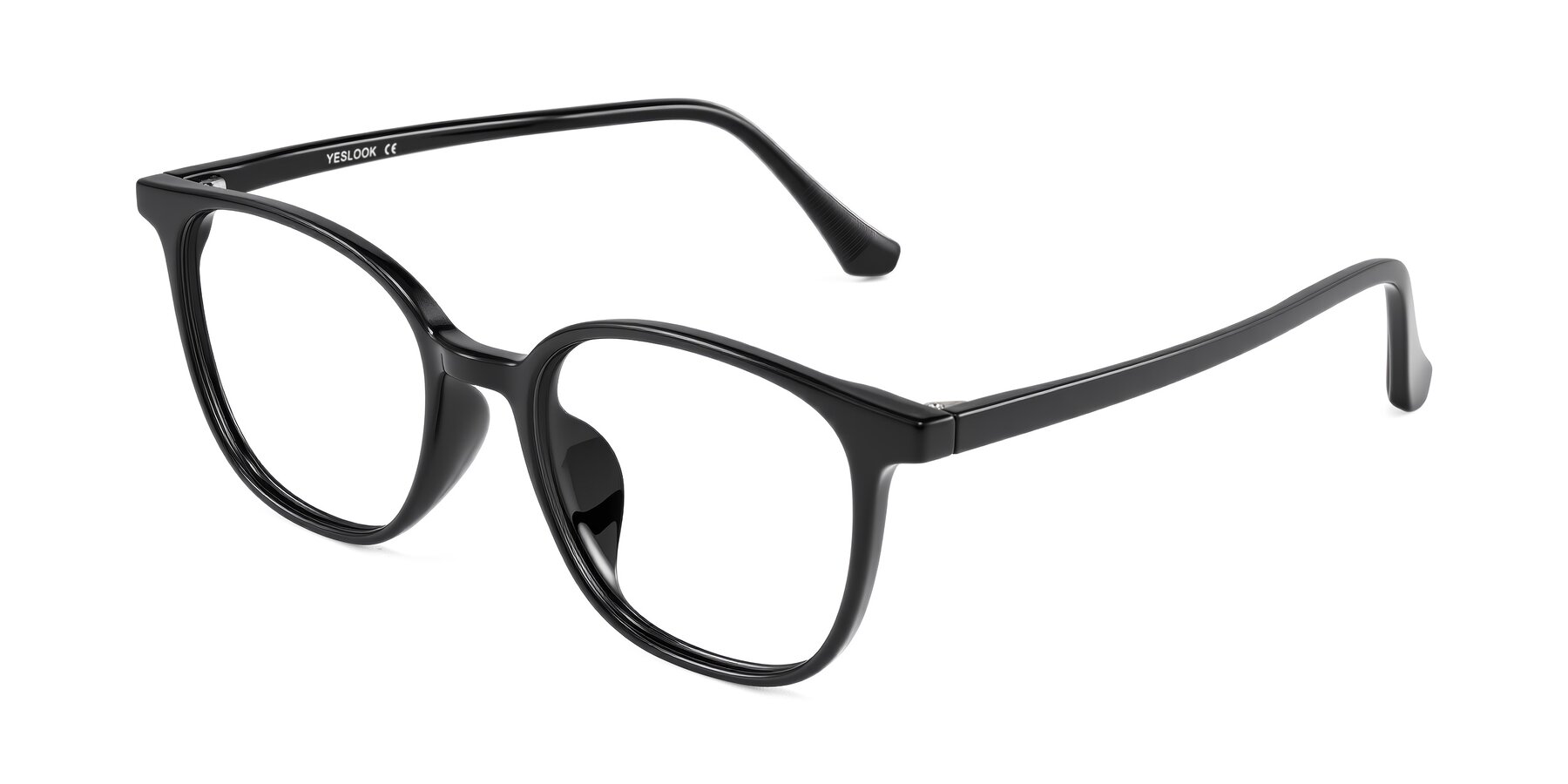 Angle of Noor in Black with Clear Eyeglass Lenses