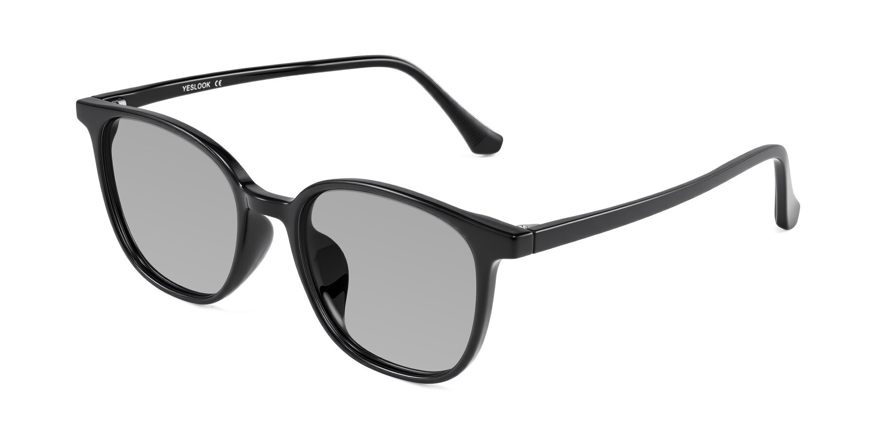 Angle of Noor in Black with Light Gray Tinted Lenses
