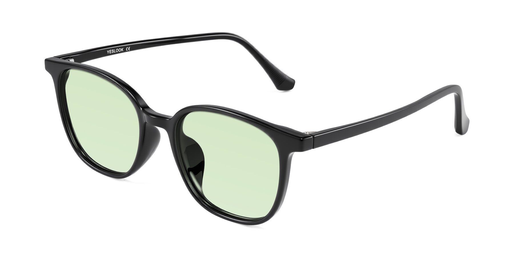 Angle of Noor in Black with Light Green Tinted Lenses