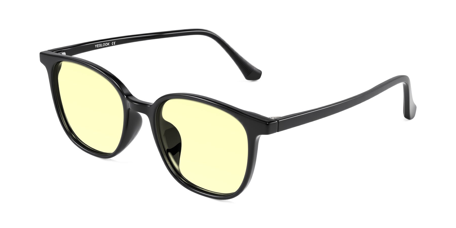 Angle of Noor in Black with Light Yellow Tinted Lenses