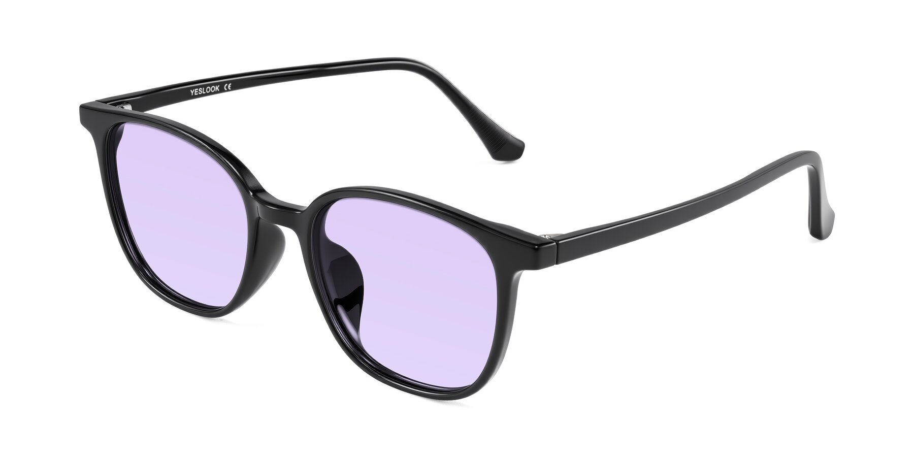 Angle of Noor in Black with Light Purple Tinted Lenses