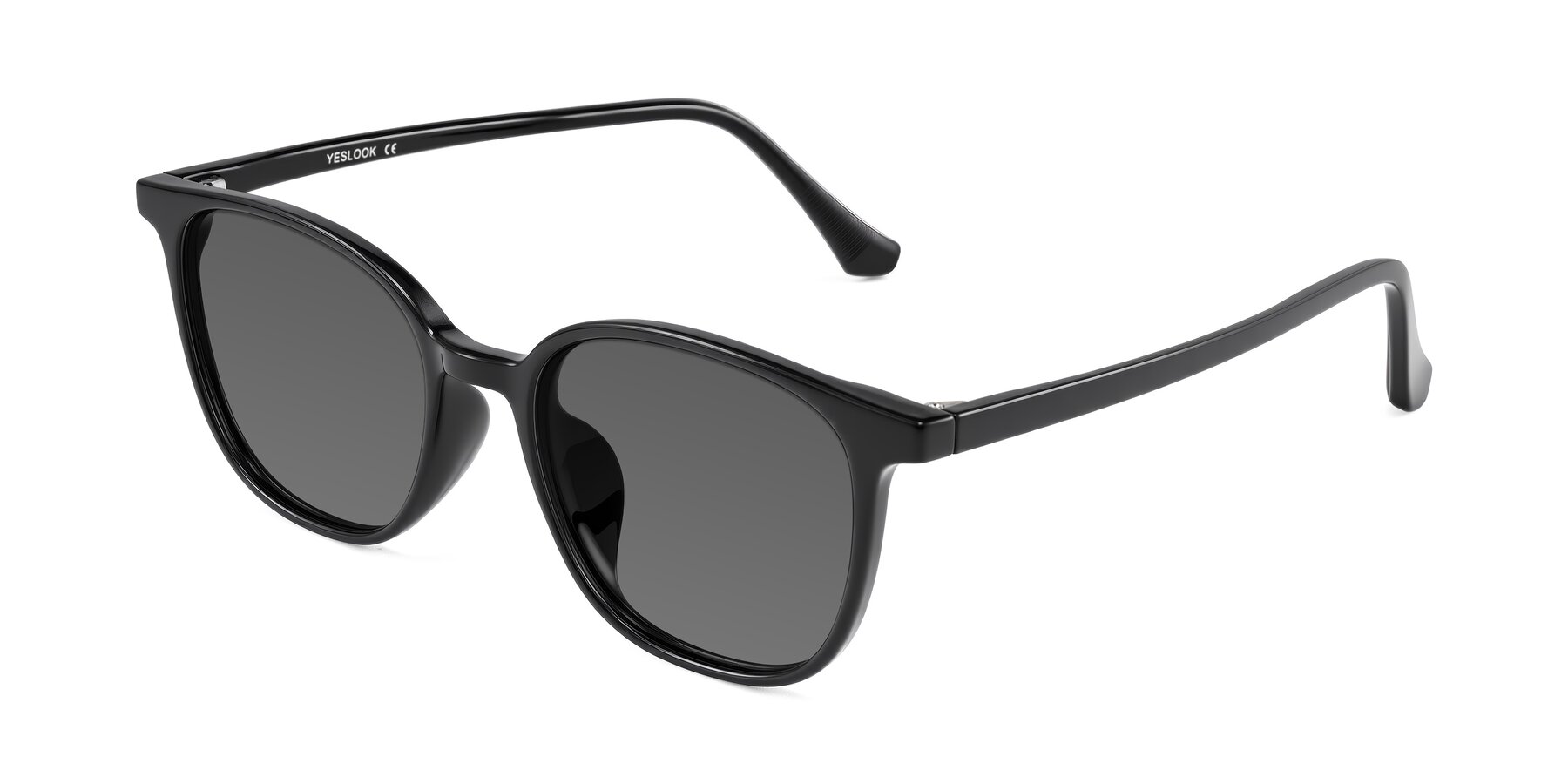 Angle of Noor in Black with Medium Gray Tinted Lenses