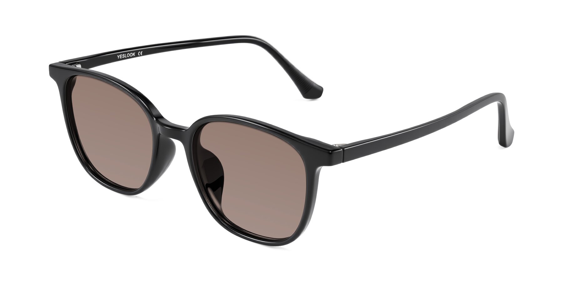 Angle of Noor in Black with Medium Brown Tinted Lenses