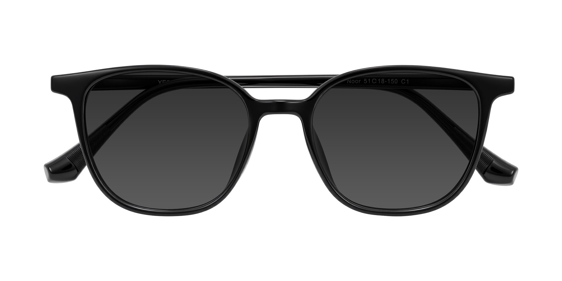 Folded Front of Noor in Black with Gray Tinted Lenses
