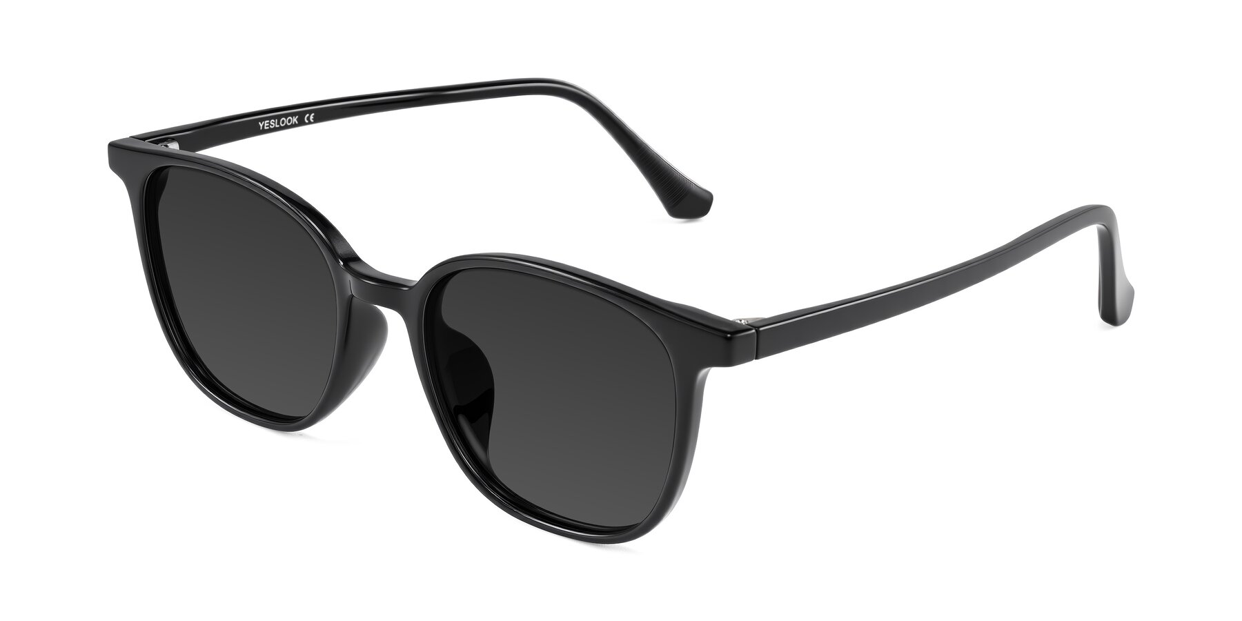 Angle of Noor in Black with Gray Tinted Lenses