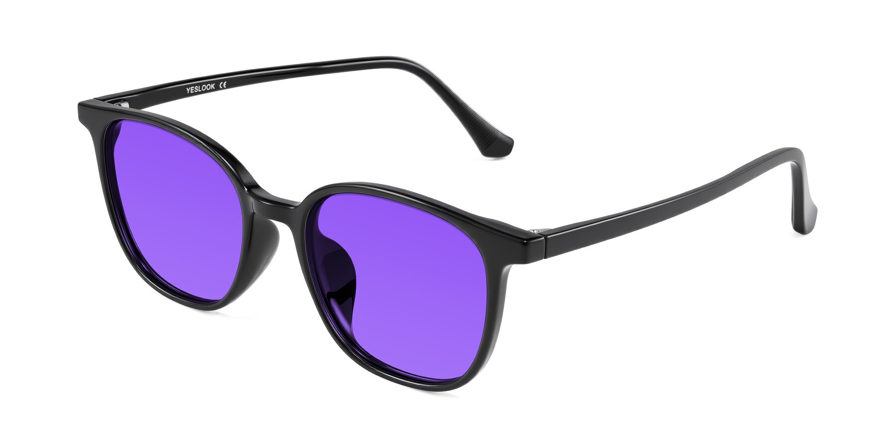 Angle of Noor in Black with Purple Tinted Lenses