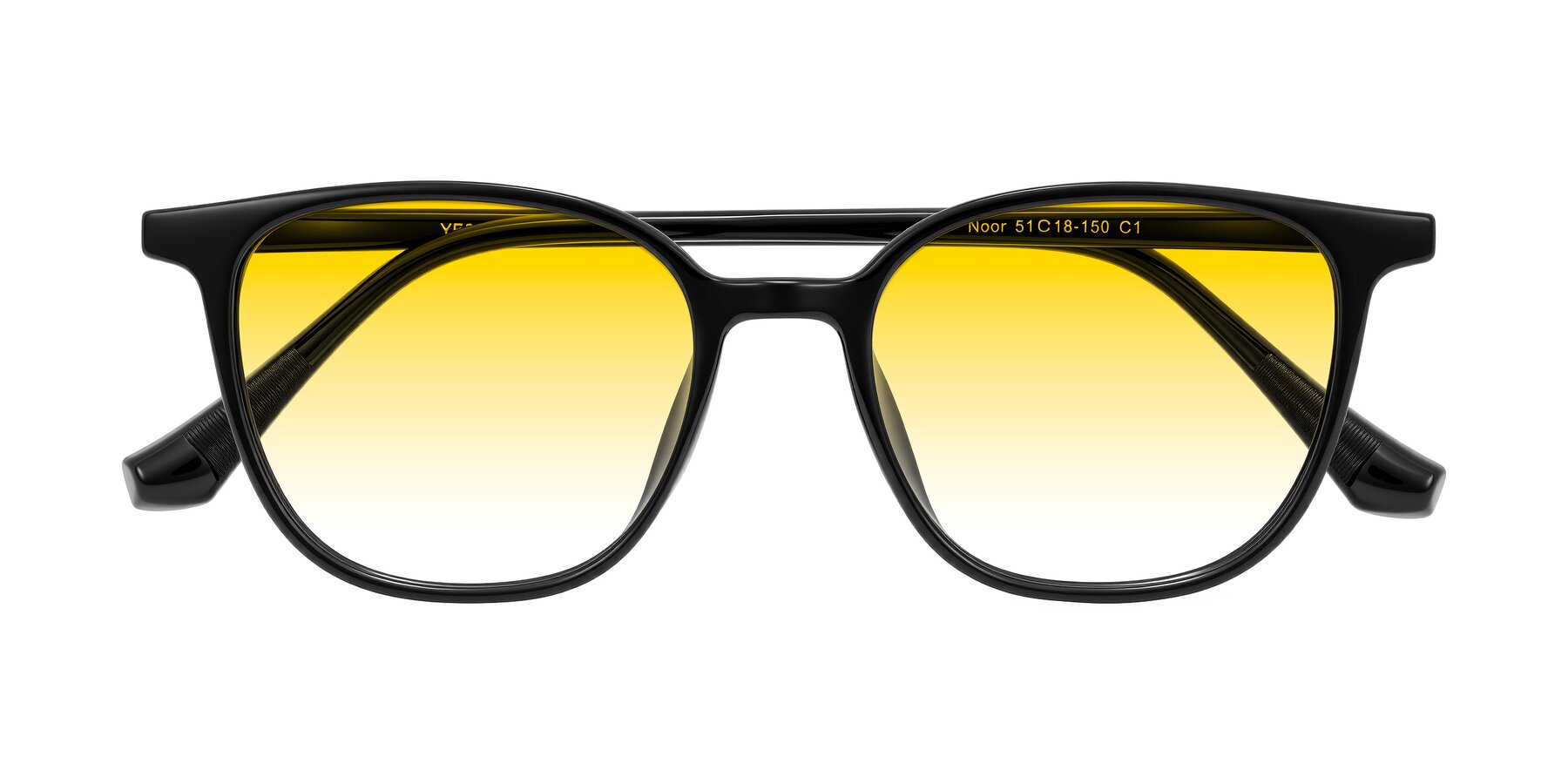 Folded Front of Noor in Black with Yellow Gradient Lenses